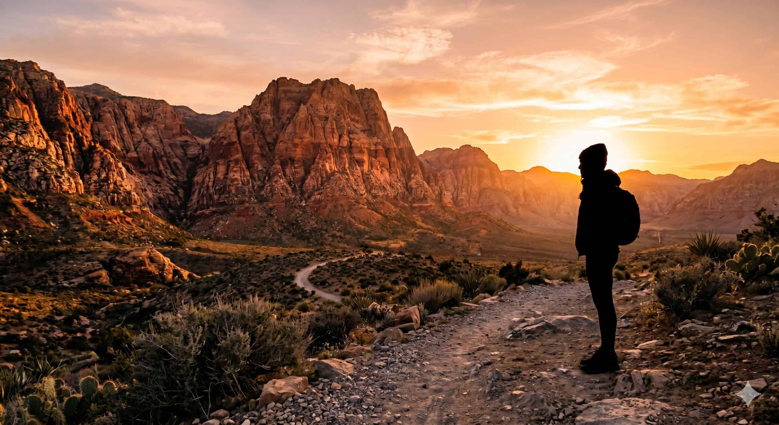 Golden-hour portrait session at Red Rock Canyon, one of the best Las Vegas photoshoot locations for outdoor portraits.