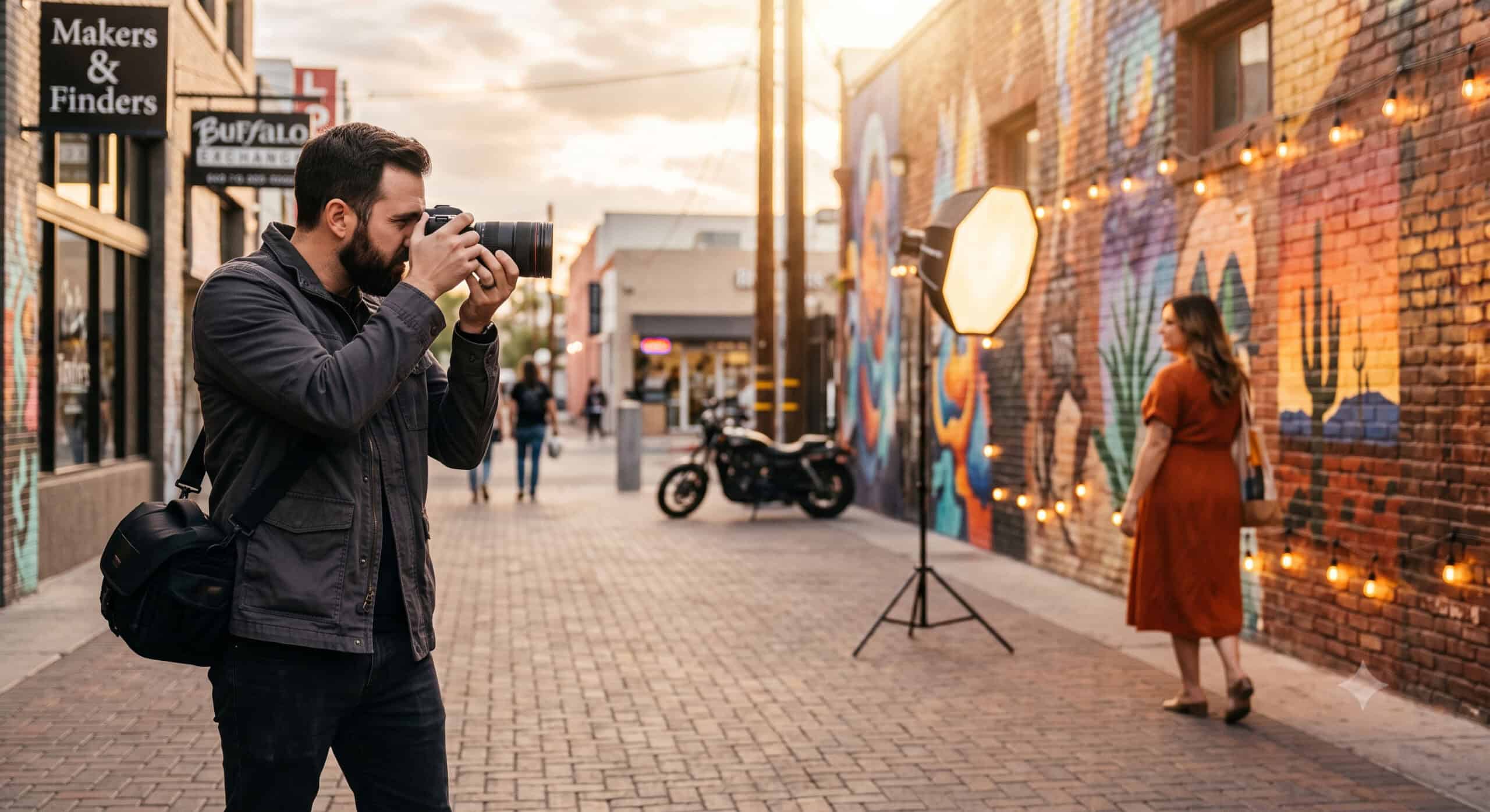 Las Vegas photographer shooting a portrait session in the Arts District